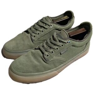 Emerica Dickson Skate Shoes Mens 9.5 Green Suede Gum Sole Lace Up Sneakers